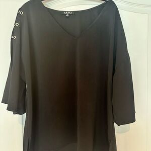 Rebel from Rebel Wilson x Angels V-Neck Black Top with Sleeve Detail